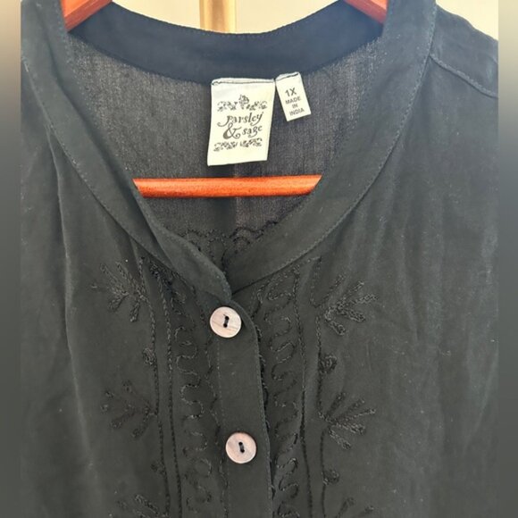 Parsley & Sage Black Button Front Lagenlook Tank Top – Size 1X - Picture 8 of 8